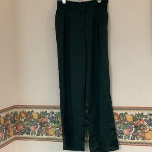 House of Harlow 1960 Wide Leg Satin Trousers, Size 4, Emerald Green